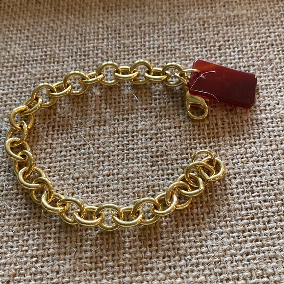 Vintage Monet gold chain bracelet with stone - Picture 3 of 4